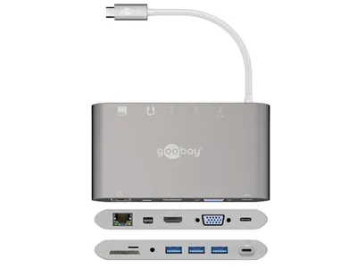 Goobay USB-C All-in-1 Multiport Adapter aluminium silver