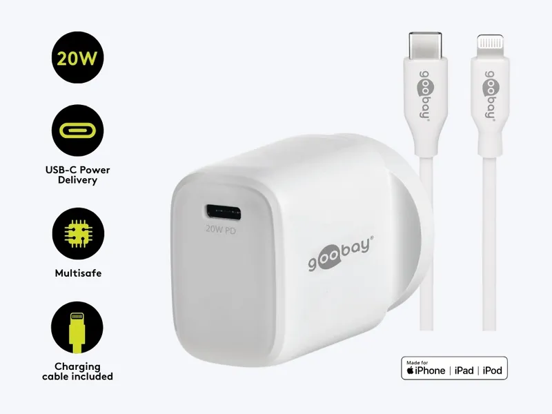 Goobay Wall Charger ANZ 20W USB-C PD + USB-C - Lightning - W