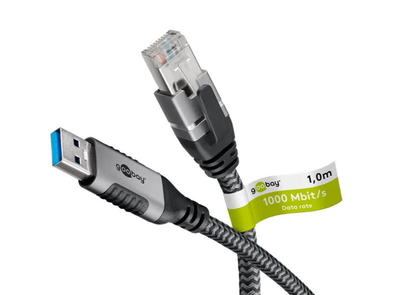 Goobay USB-A 3.0 to RJ45 Ethernet Cable 7.5 m - Black