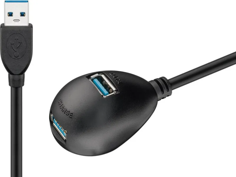Goobay USB 3.0 Hi-Speed Extension Cable w Desktop Foot 1.5M