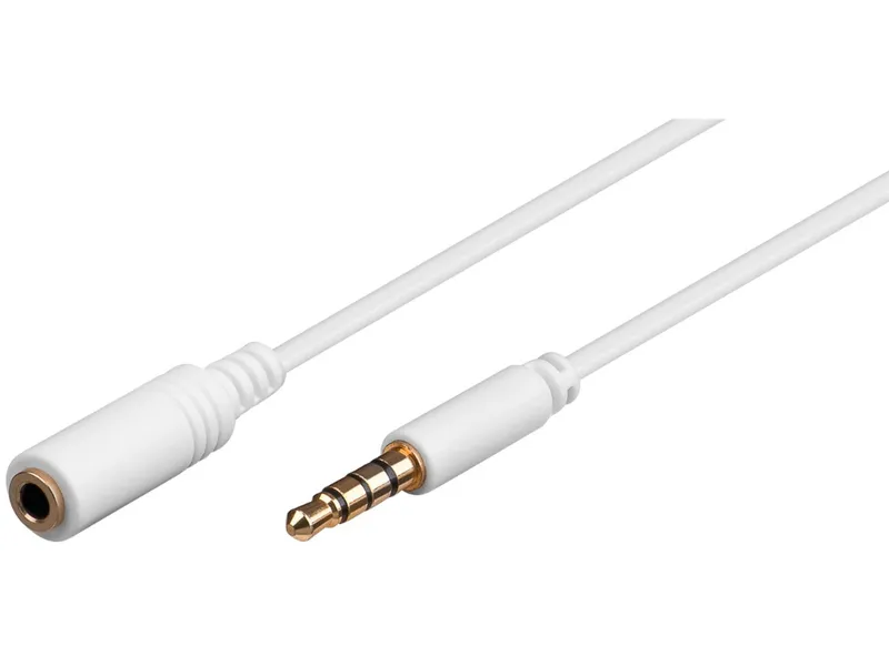 Goobay Headphone AUX Extension Cable 4-Pin 3.5mm 1M - White