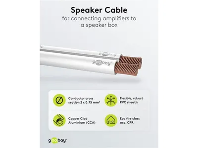 Goobay Speaker Cable (2 x 0.75mm²) CCA 100M - White