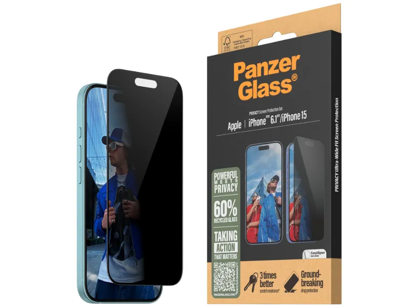 PanzerGlass UWF Privacy Screen Protector - iPhone 16