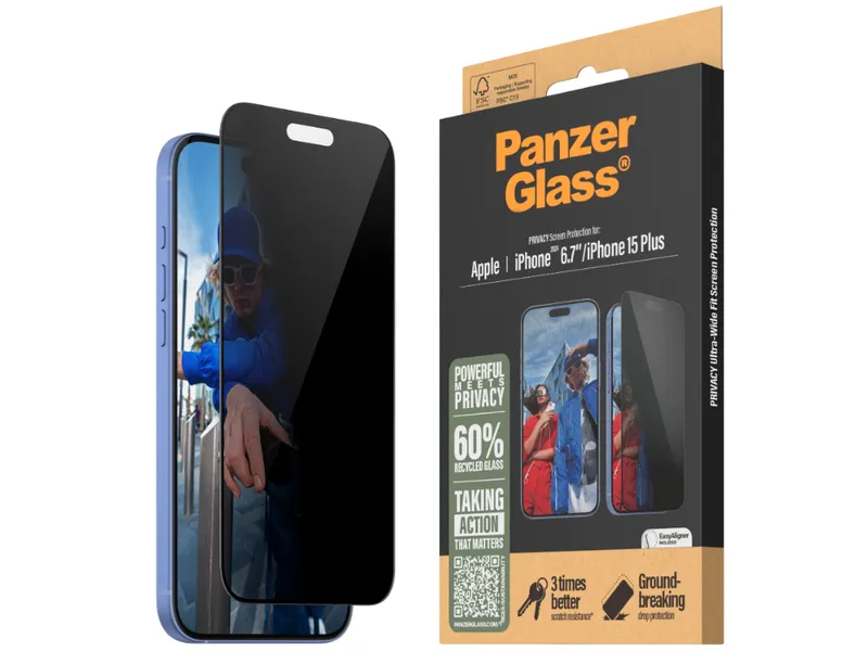 PanzerGlass UWF Privacy Screen Protector - iPhone 16 Plus