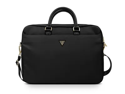 Guess Nylon Laptop Bag 15/16-inch - Black/Metal Logo
