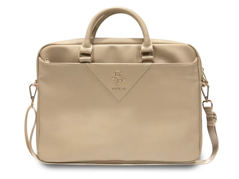 Guess Grained PU Laptop Bag 15/16-inch - Light Gold/4G Logo