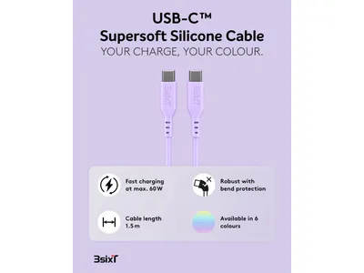 SPLASH by 3sixT USB-C to USB-C Cable 1.5m 60W - Lilac