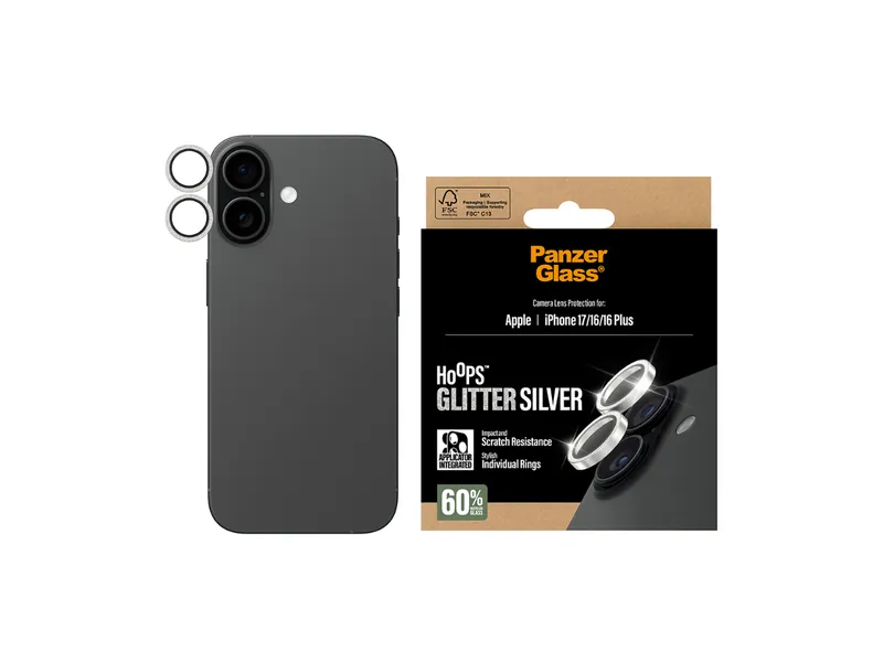 Panzer Hoops Lens Protector - iPhone 17 - Glitter Silver
