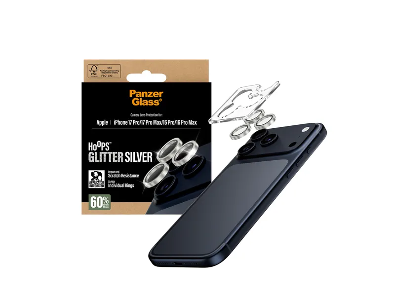 Panzer Hoops Lens Protector - iPhone 17 Pro/17 Pro Max - Glitter Slvr