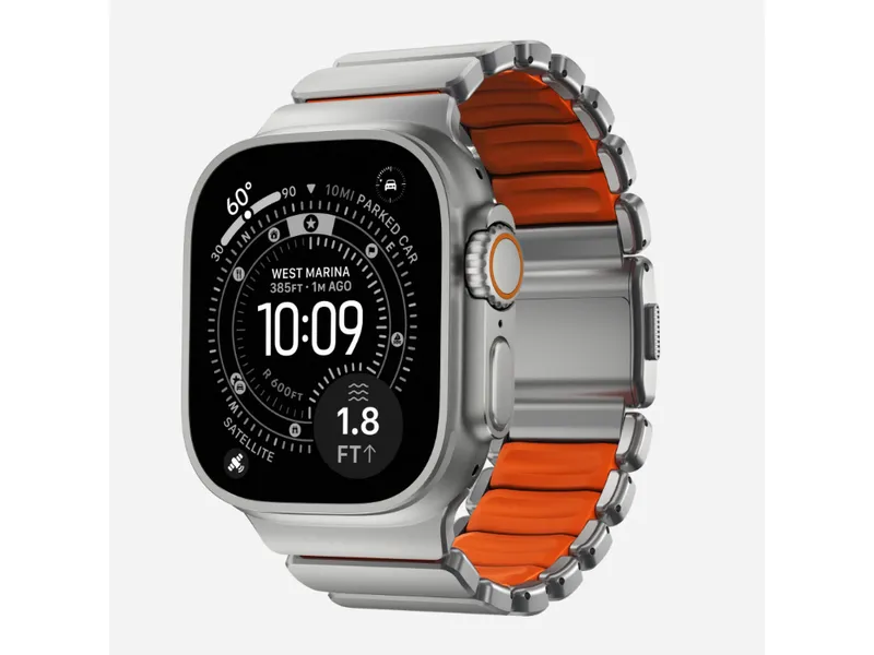 NOMAD Stratos - Apple Watch (49mm/ULTRA1&2)Ti Natural/Orange