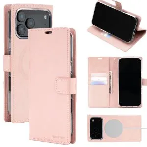 iPhone 17 Pro Max / 18 Pro Max Goospery Mercury Blue Moon Diary (MagSafe Compatible) - Rose Gold