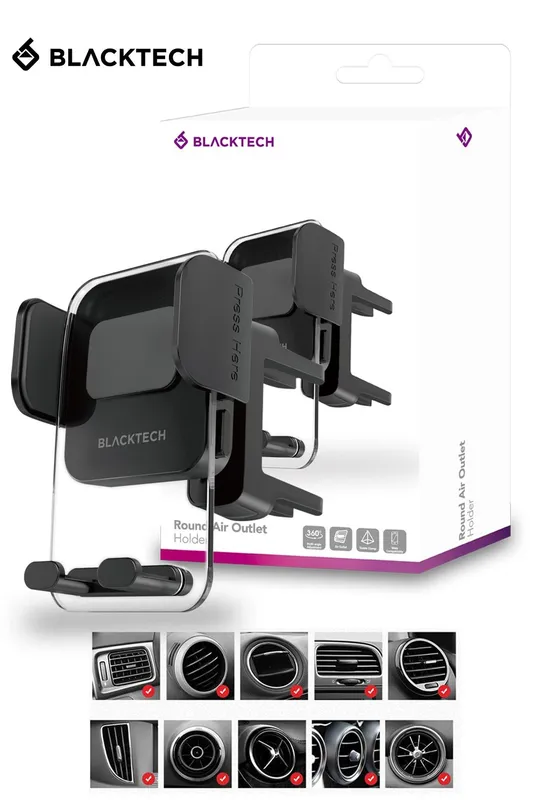 Blacktech Round Car Air Vent Cradle Mount Mobile Phone