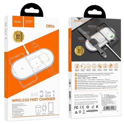 hoco. CW24 15W 3 in 1 Wireless Charger - White