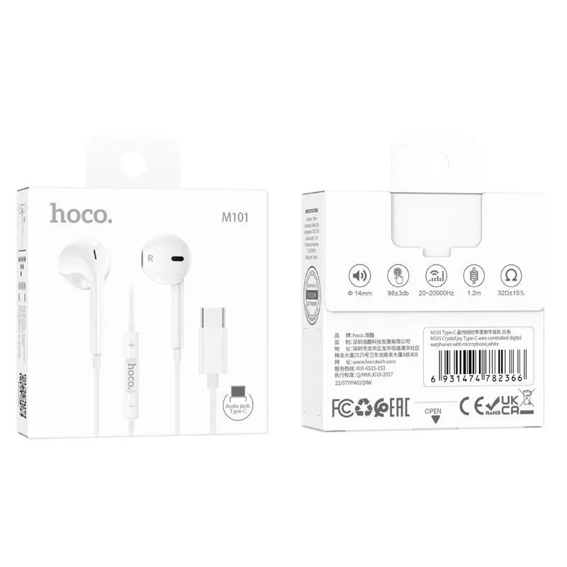 hoco. M101 Crystal USB-C - White Earphones