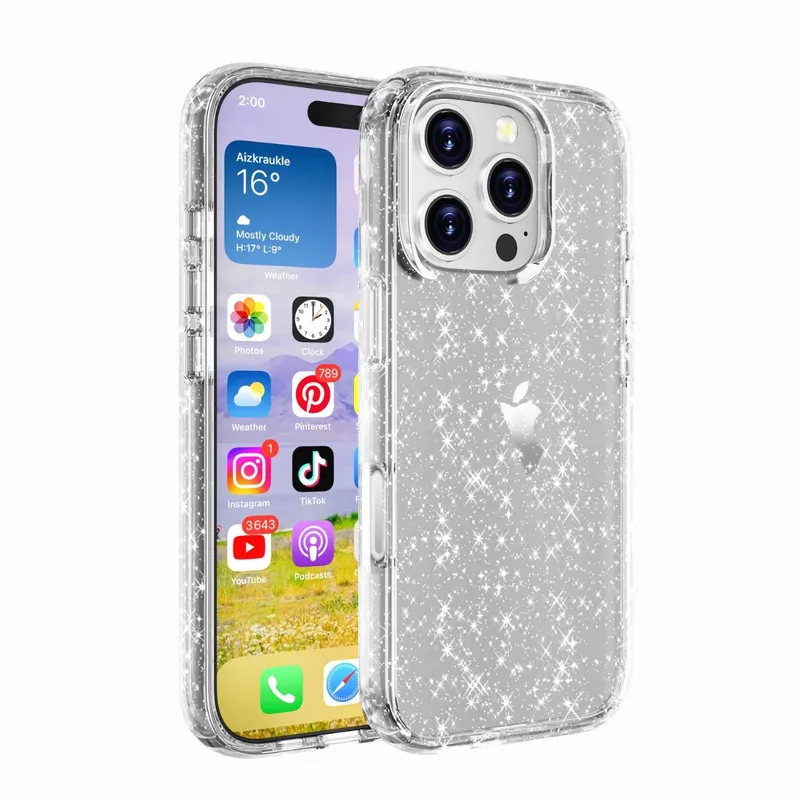 iPhone BLACKTECH Stay Glitter Case - Clear
