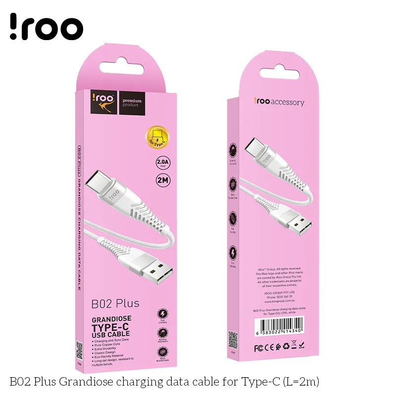 Iroo B02 Plus USB A to Type C Cable - 2 Metre