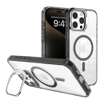 iPhone 16e REDEFINE Lens Flip Stand Transparent Case Cover With Magnetic Ring