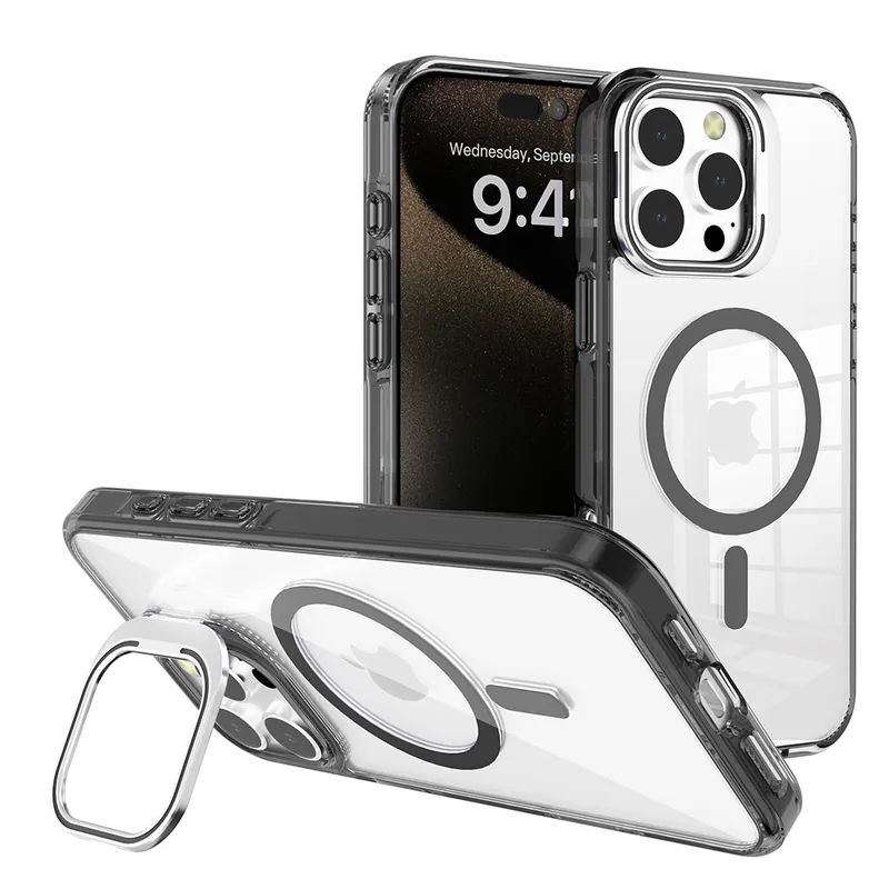 iPhone 16e REDEFINE Lens Flip Stand Transparent Case Cover With Magnetic Ring