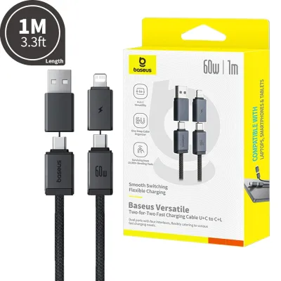 Baseus Versatile Two-for-Two Fast Charging Cable U+C to C+L 60W 1M