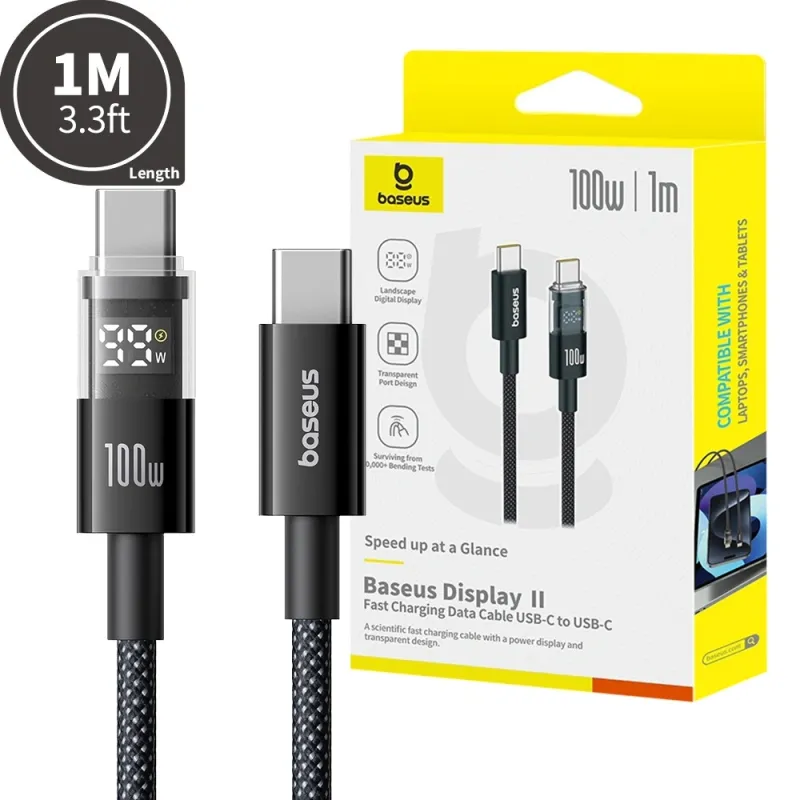 Baseus Display 2 Fast Charging Data Cable USB-C to USB-C 100W 1M