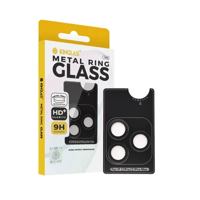 iPhone 17 Pro / Pro Max Kinglas Metal Ring HD Tempered Glass Camera Lens Protector Film