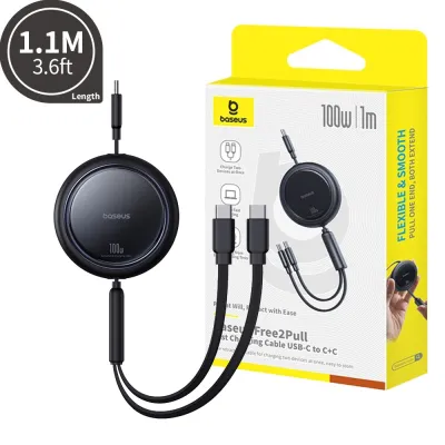 Baseus Bright Mirror Series One-for-two Fast Charging Data Cable USB-C to C+C 100W 1m for 15 / 16 / 17 Series - Cluster