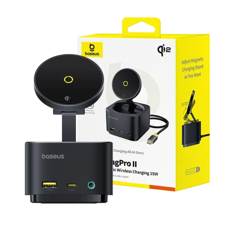 Baseus MagPro Series II 7-in-1 USB-C Hub with 15W Qi2 Wireless Charger