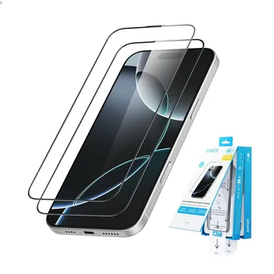 iPhone 15 Pro Anker Easy Fit Screen Protector Kit (ShieldX Glass, HD, 2Packs)
