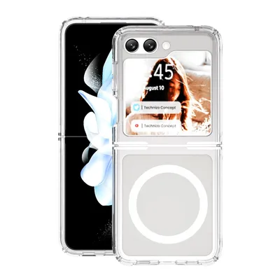 Ultimake Shockproof Transparent Case Cover With Magnetic Ring for Samsung Galaxy Z Flip6 - Transparent