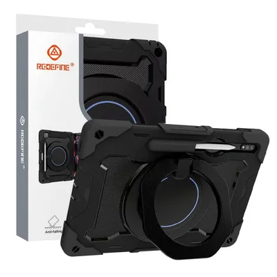 Armor Shockproof Handle Ring Rotation Case Cover for Samsung Galaxy Tab S7 T870 / S8 X700 / S9 X710 / S10 FE X520