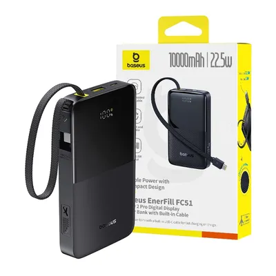 Baseus EnerFill FC51 Bipow2 Pro Digital Display Power Bank with Built-in Cable 10000mAh 22.5W