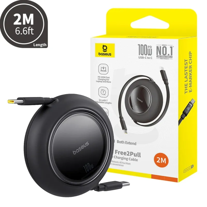Baseus Free2Pull Mini Retractable Charging Cable USB-C to USB-C 100W 2M