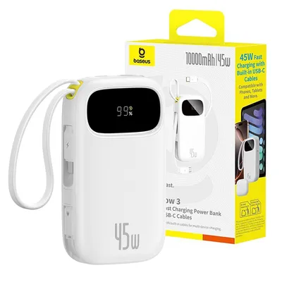 Baseus EnerFill FC31 Digital Display Power Bank with 2 Built-in Cables 10000mAh 45W