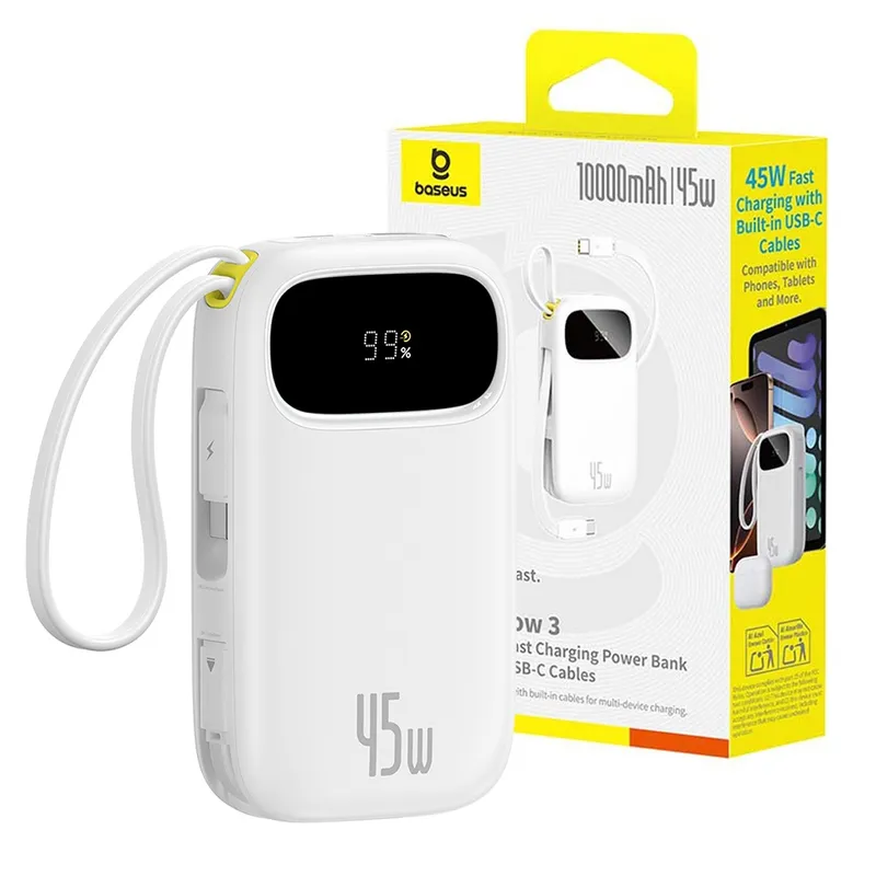 Baseus EnerFill FC31 Digital Display Power Bank with 2 Built-in Cables 10000mAh 45W