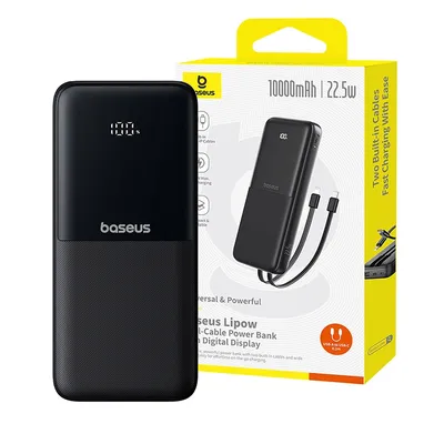 Baseus Lipow Dual-Cable Power Bank with Digital Display 10000mAh 22.5W