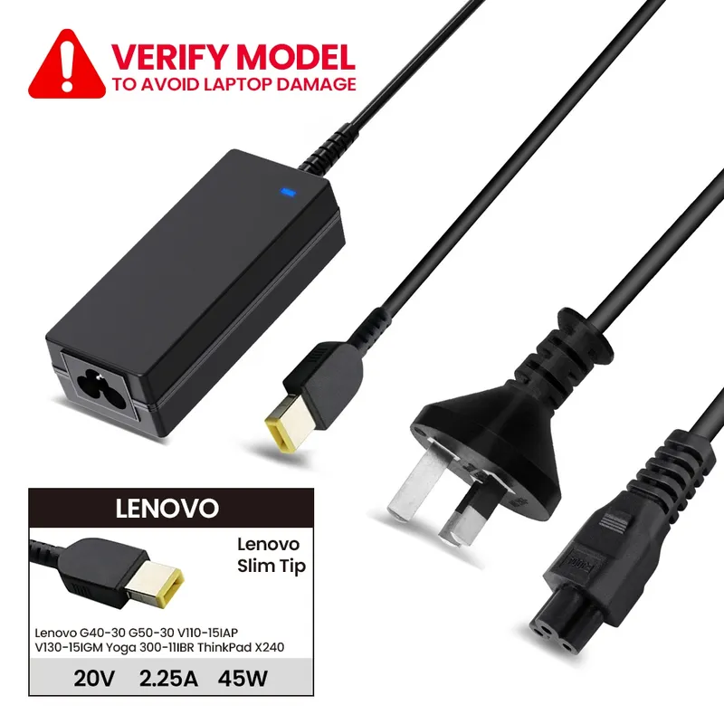 Laptop Power Adapter LO45200USB For Lenovo G40-30 G50-30 V110-15IAP V130-15IGM Yoga 300-11IBR ThinkPad X240 (Lenovo Slim Tip)