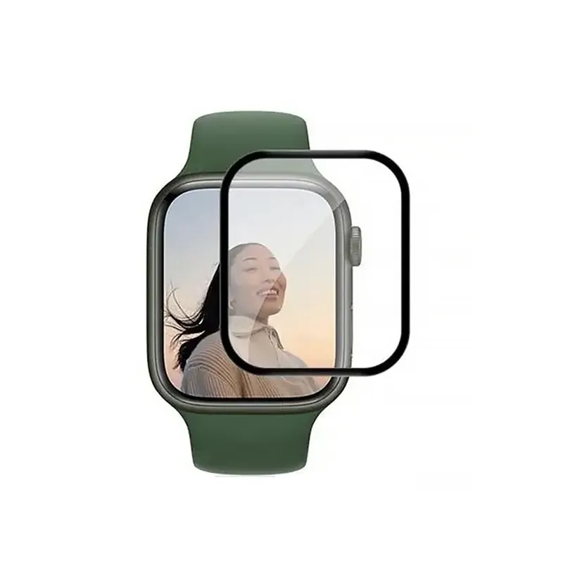 Kinglas 2.5D Full Coverage Silk Printing Black Edge Tempered Glass Screen Protector For iWatch Series 7 41MM / Series 8 41MM / Series 9 41MM