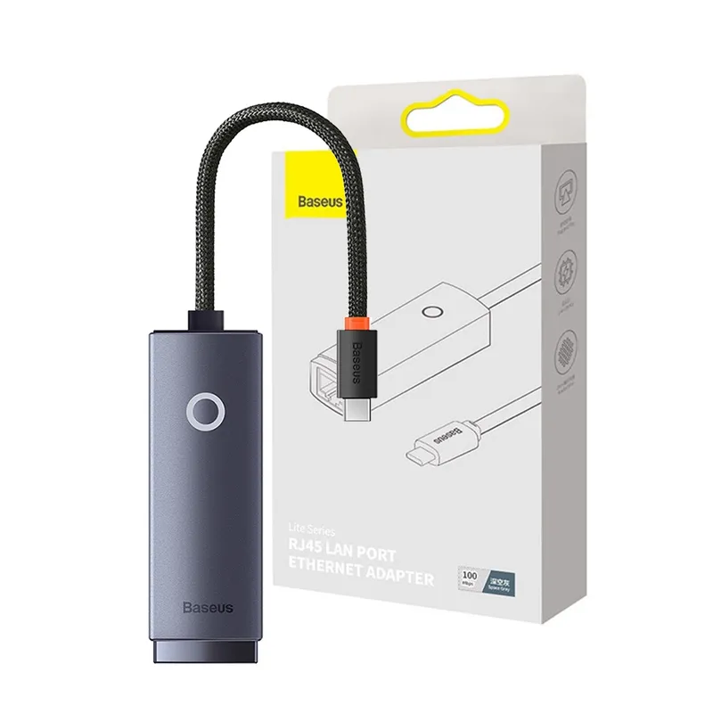 Baseus Lite Series Ethernet Adapter USB-C to RJ45 LAN Port (100Mbps)