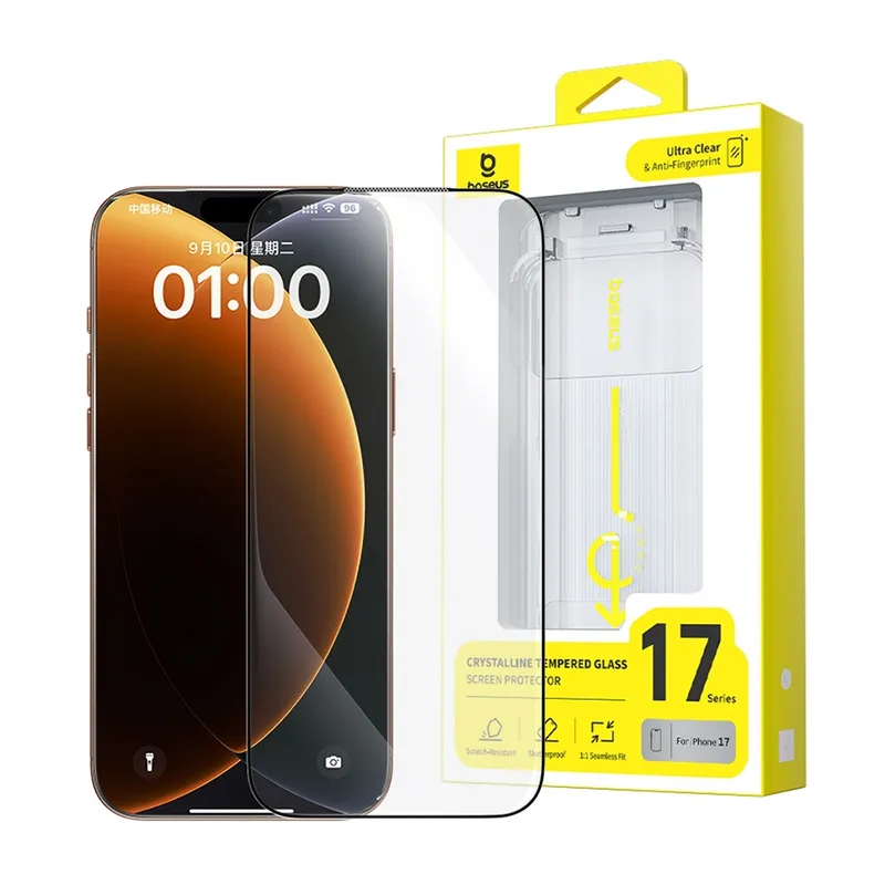 Baseus iPhone 17 Pro Crystal Diamond Series HD Tempered Glass Dust-free Chamber II