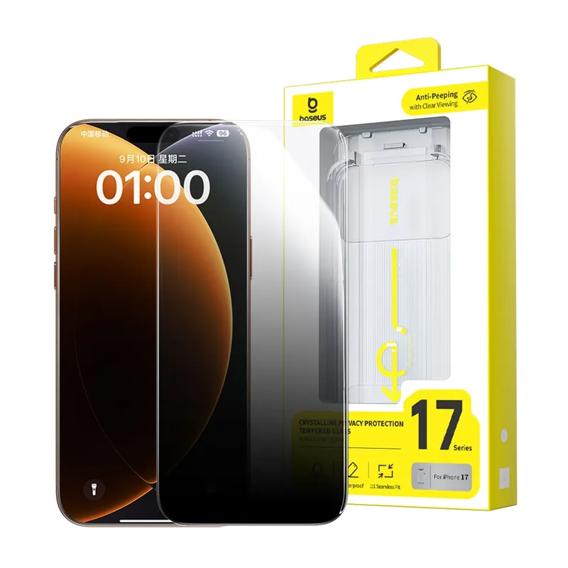 Baseus iPhone 17 Crystal Diamond Series Privacy Tempered Glass Dust-free Chamber II