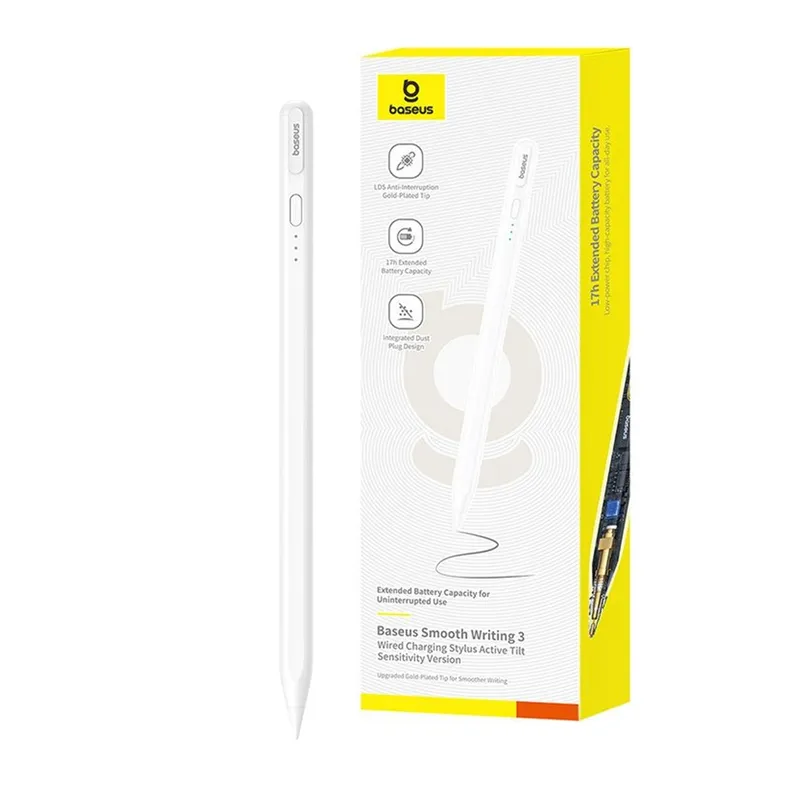 Baseus Smooth Writing 3 Wired Charging Stylus (Active Tilt Sensitivity Version) - Moon White