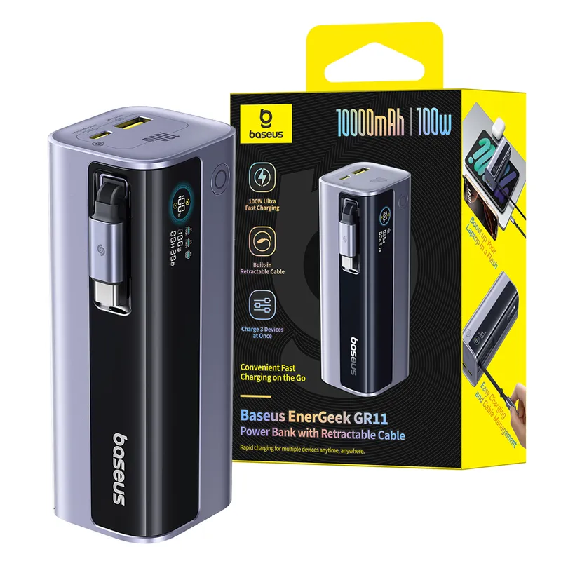 Baseus EnerGeek GR11 Power Bank With Retractable Cable 10,000mAh 100W
