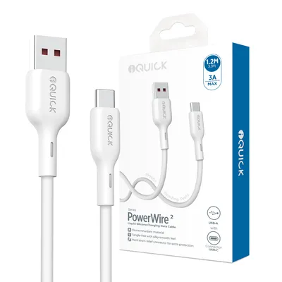 iQuick PowerWire II Series Liquid Silicone Charging Data Cable USB-A to USB-C 1.2m