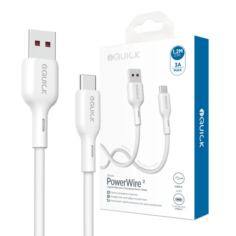 iQuick PowerWire II Series Liquid Silicone Charging Data Cable USB-A to USB-C 1.2m