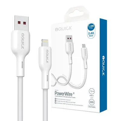 iQuick PowerWire II Series Liquid Silicone Charging Data Cable USB-A to Lightning 1.2m