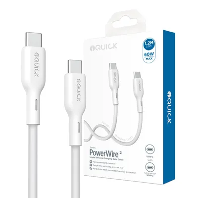 iQuick PowerWire II Series Liquid Silicone Charging Data Cable USB-C to USB-C 1.2m