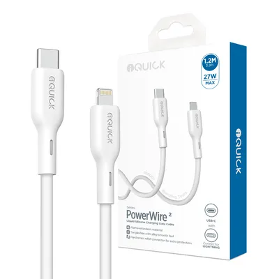 iQuick PowerWire II Series Liquid Silicone Charging Data Cable USB-C to Lightning 1.2m