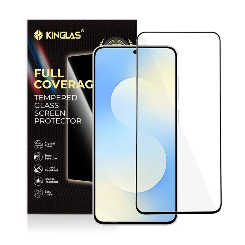 Kinglas 2.5D Full Coverage Silk Printing Black Edge Tempered Glass Screen Protector For Samsung Galaxy S26