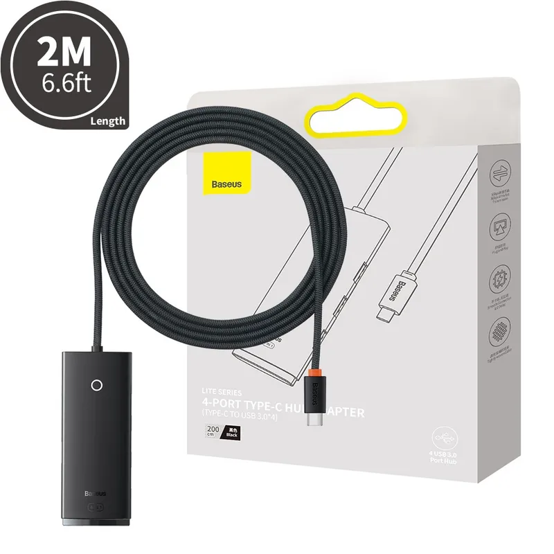 Baseus Lite Series 4-Port USB-C HUB Adapter 2m (USB-C to USB 3.0*4 )