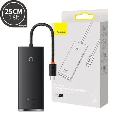 Baseus Lite Series 4-Port USB-C HUB Adapter (USB-C to USB 3.0*4) 25cm